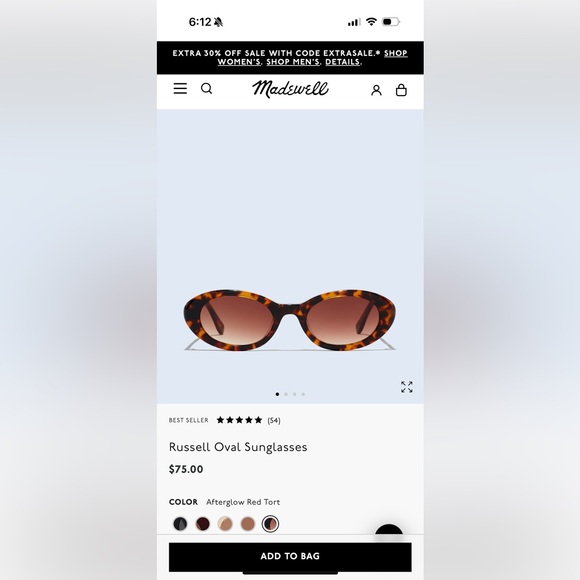 Madewell - “Russell” Oval Tortoise Shell Sunglasses - Picture 5 of 5